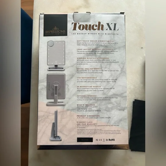 Touch XL Dimmable LED Vanity Mirror w/Bluetooth Speakers-Silver-4 Available💋🪩 - Picture 7 of 10